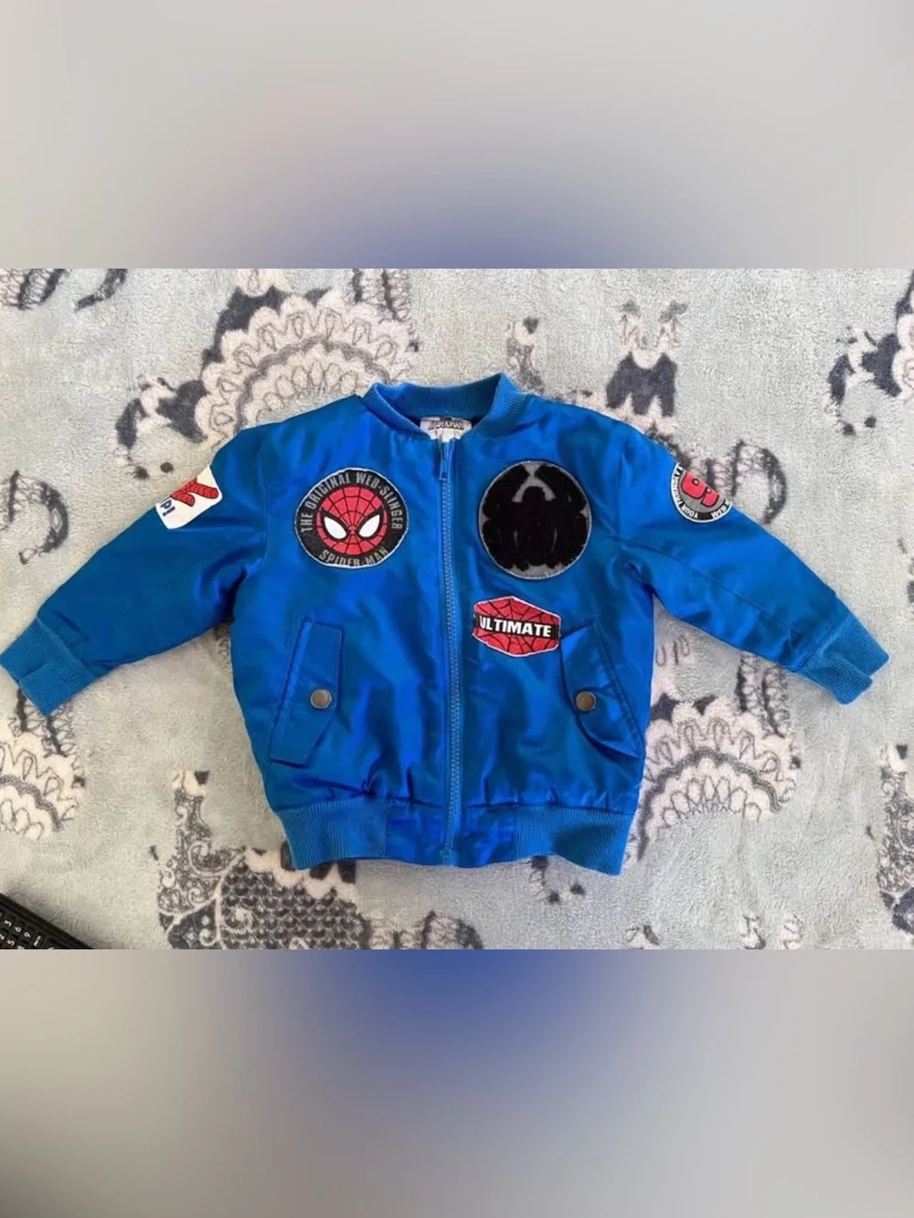 Blue Spider-Man Patch Bomber Jacket for Toddlers
